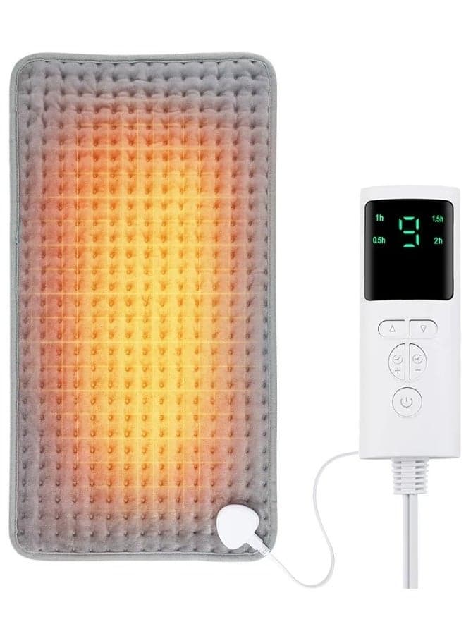 Electric Heating Pad for Back, Neck, Shoulder, Legs, Knees & Abdomen – Moist & Dry Heat Therapy, Fast Heating Hot Pad with Auto Shut Off, Pain Relief for Muscle Cramps (24''x12'', Light Gray)
