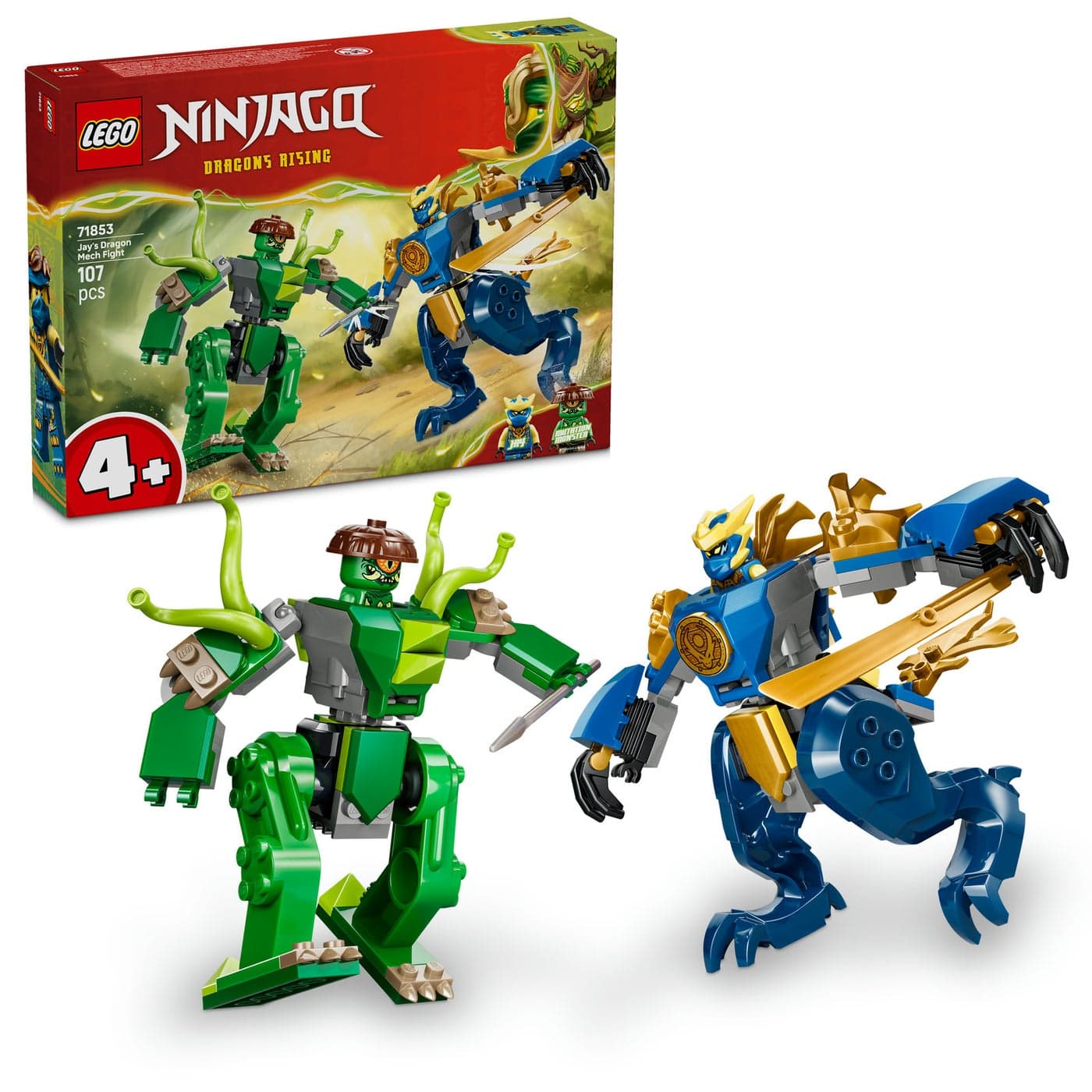 LEGO NINJAGO Jay’s Dragon Mech Fight 71853 Building Toy Set (107 Pieces)