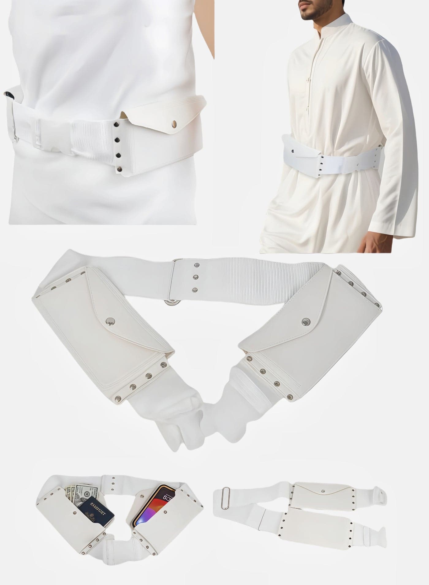 Belt of Hajj Umrah ihram Belt for Men, Waterproof, Unstitched, Strong and Follows Sunnah White Belt