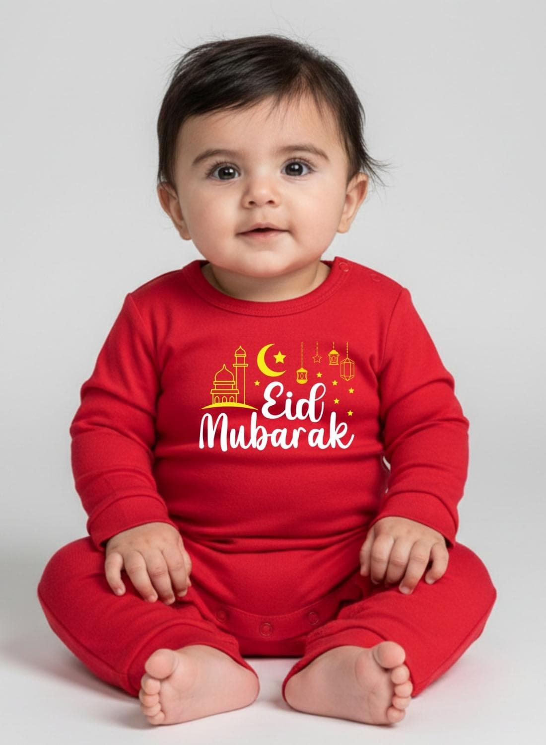 Unisex Baby Eid Mubarak Moon Print Romper