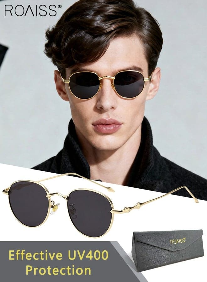 Retro Small Round Metal Sunglasses Steampunk Men Vintage Sun Glasses Outdoor Driving Women Fashion Anti-Glare Sun Shades for Cycling, Fishing, Traveling