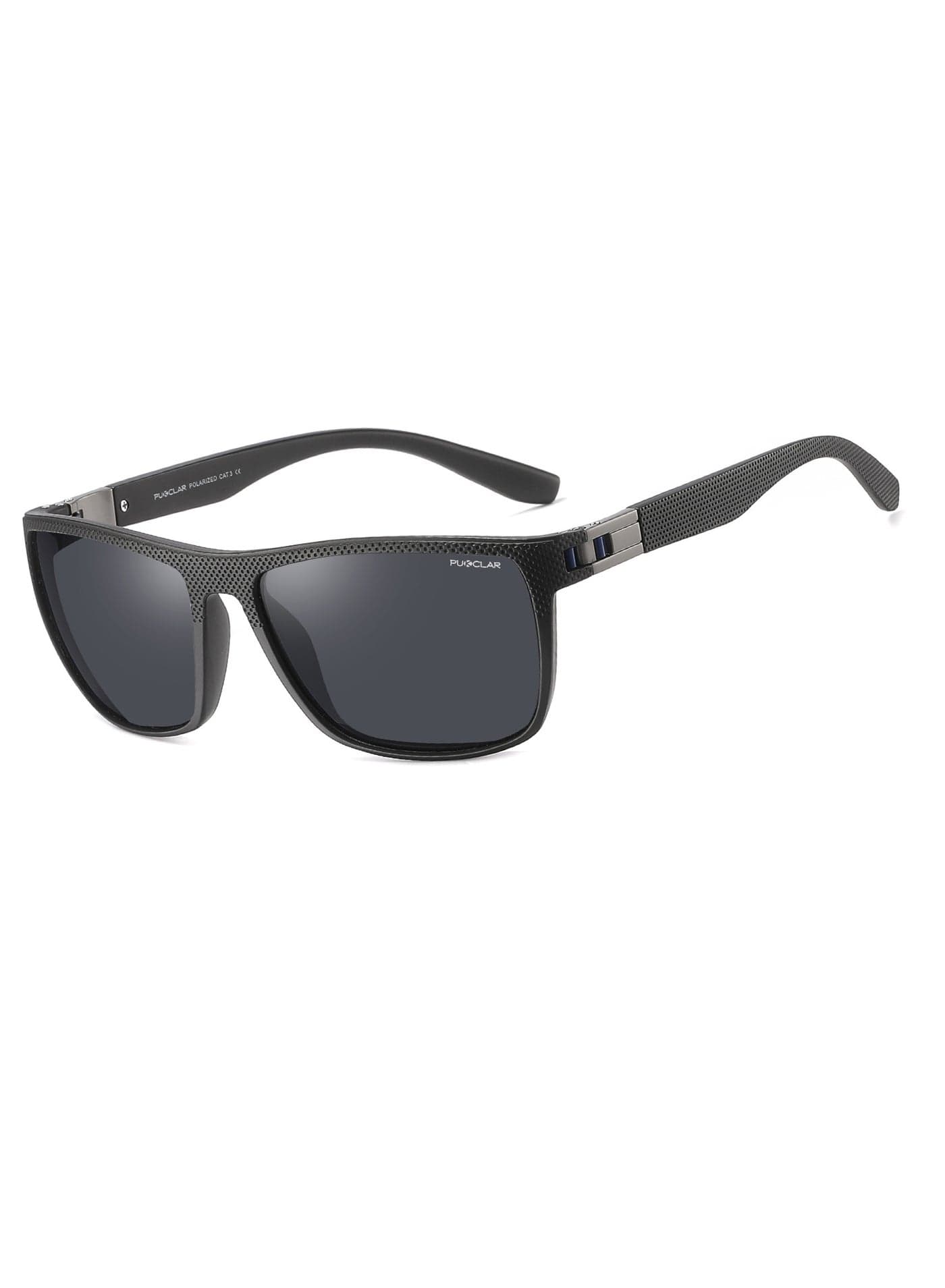 PUKCLAR Polarised Men Sunglasses Lightweight TR90 Frame Square Sun Glasses with UV400 Protection for Driving Fishing Running Hiking