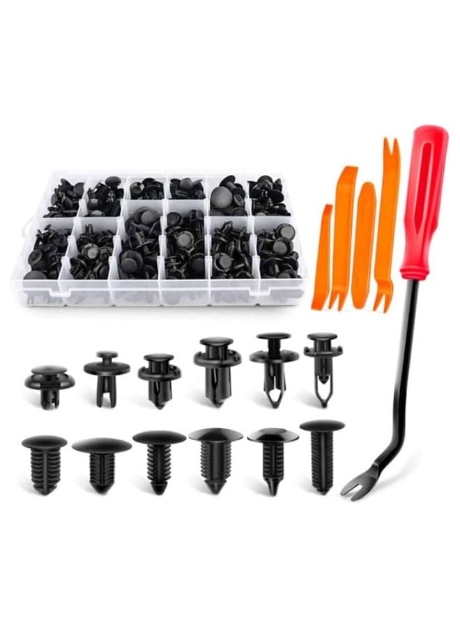 JZS 240PCS Bumper Retainer Clips Car Plastic Rivets Fasteners Push Retainer Kit Most Popular Sizes Auto Push Pin Rivets Set -Door Trim Panel Fender Clips, Red