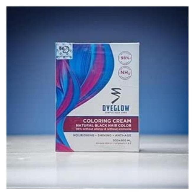 Keratine Queen Dyeglow Natural Black Hair Coloring Cream (Ammonia-Free) – 500ml + 500ml