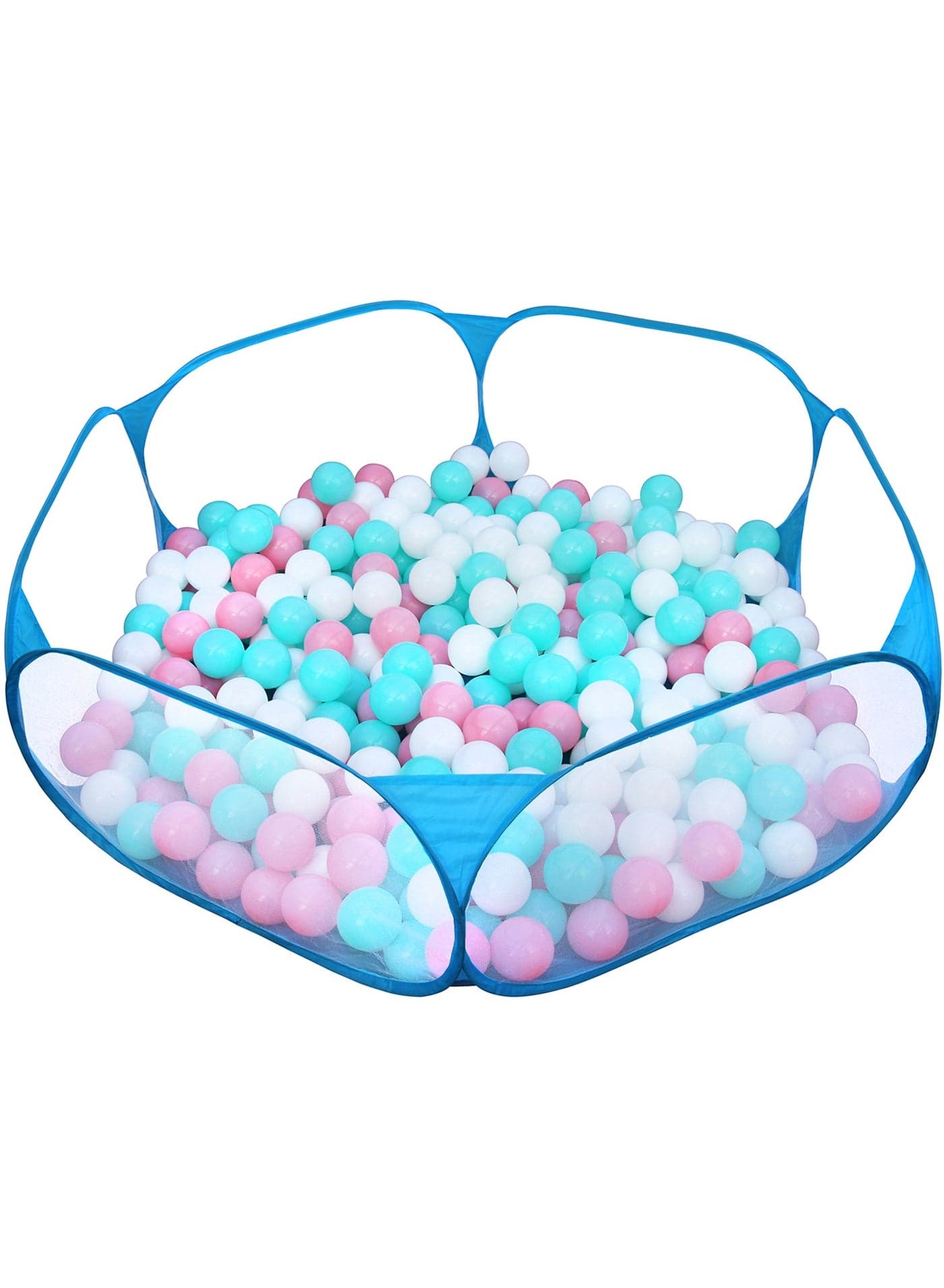 Portable Cute Blue Hexagon Children Ball Pit, Indoor and Outdoor Easy Folding Ball Play Pool Kids Toy Play Tent with Carry Tote, Balls Not Included