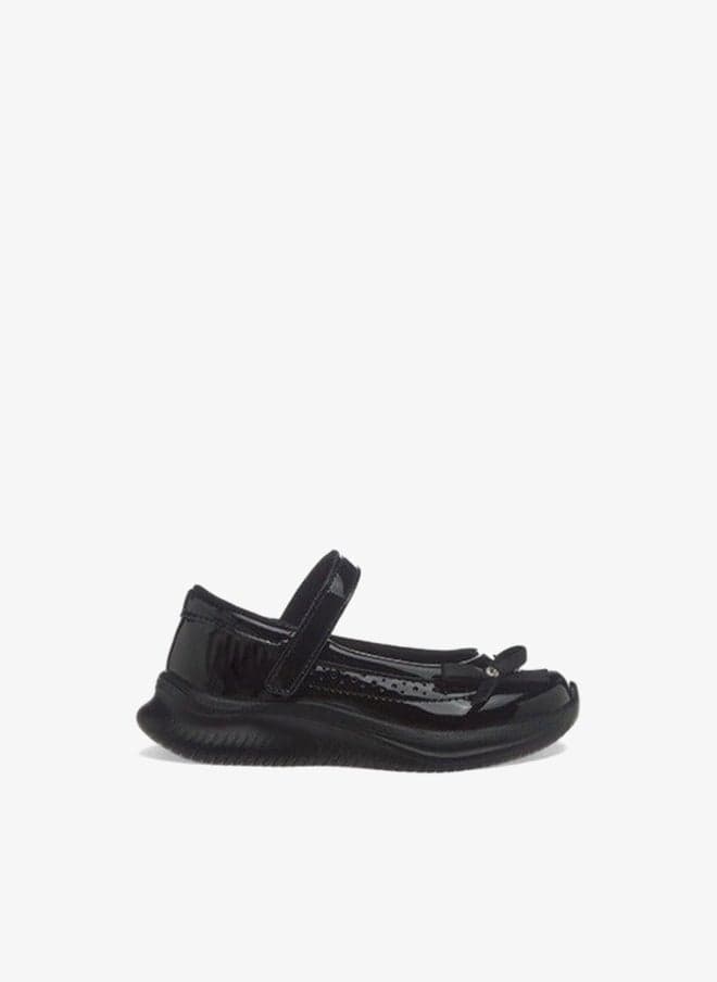 Girls Bow Accent School Shoes with Hook and Loop Closure