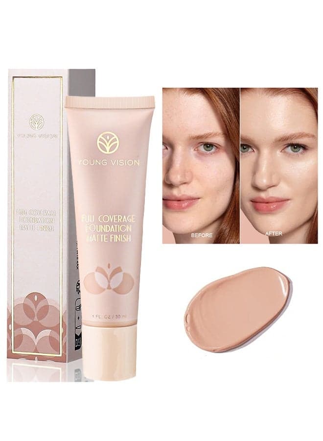 Full Coverage Foundation, Matte Finish, Waterproof, Poreless Liquid Foundation Makeup-#03(30ml)