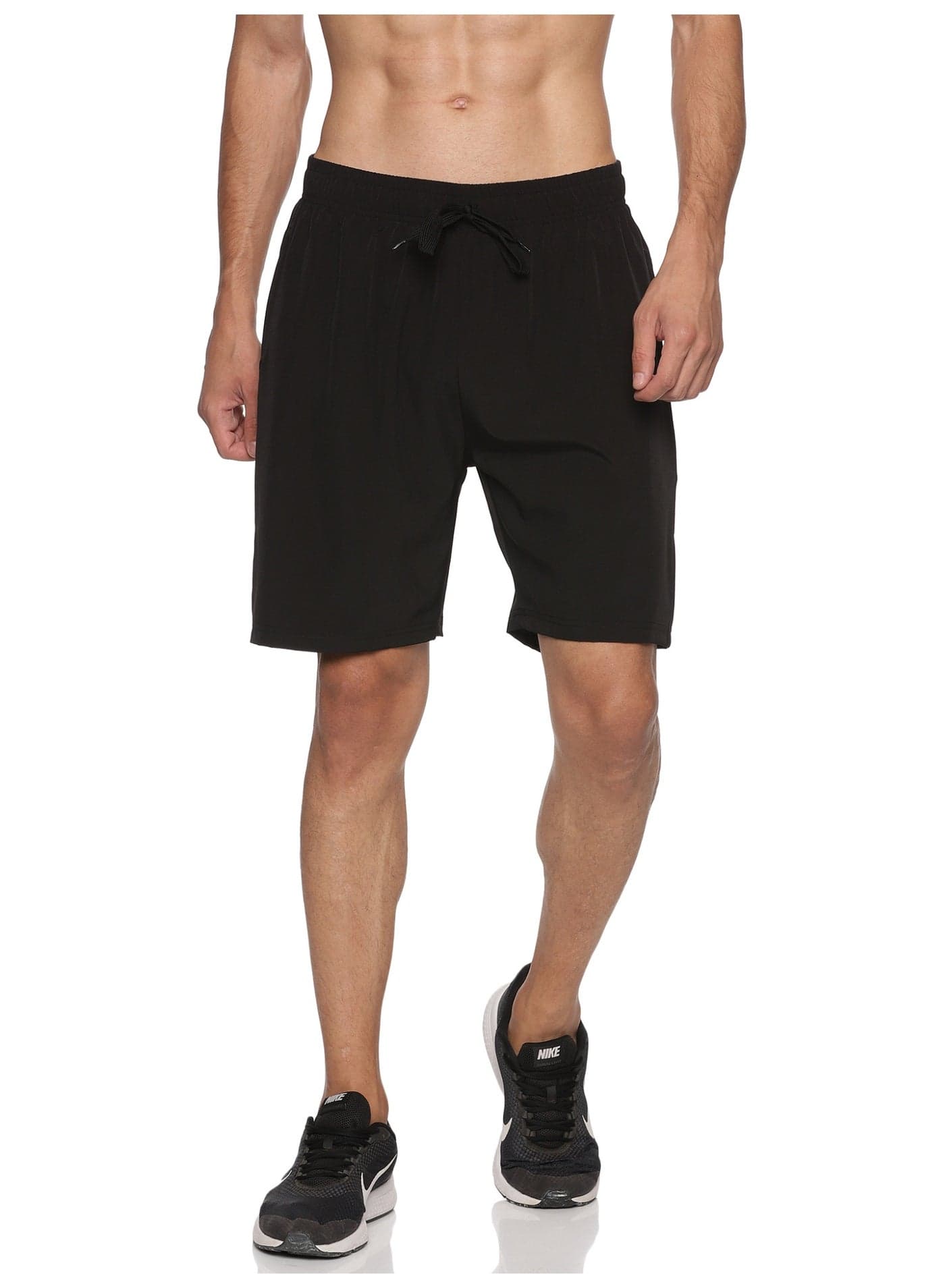 Men's Polyester Solid Sports Casual Shorts -Black