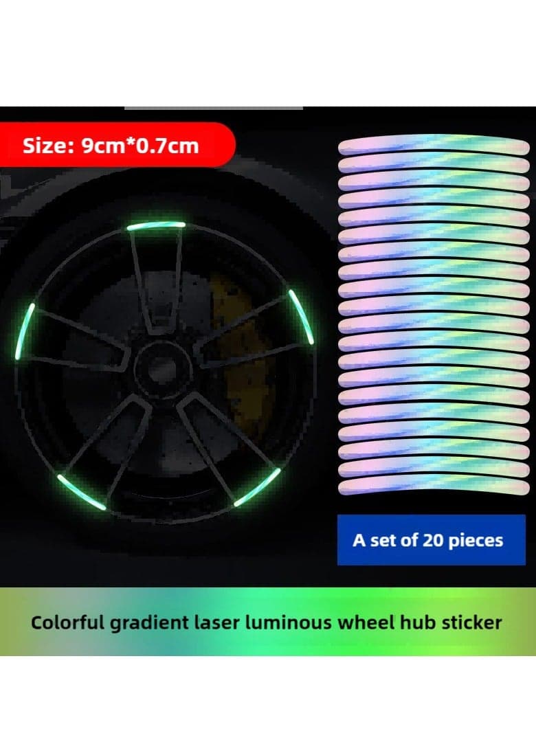 40PCS Reflective Car Wheel Sticker, Car Stickers Glowing Wheel Hub Sticker Car Stripe Decals, Luminous Car Stickers for Night Driving, High Reflective Wheel Stickers Decoration Universal
