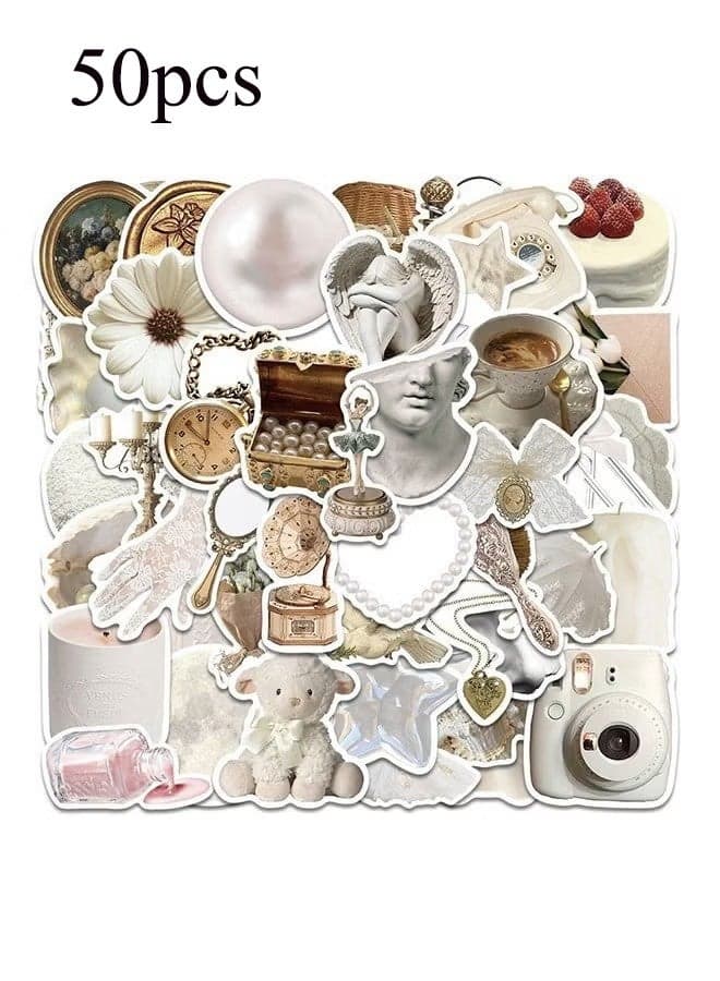 50 Pcs Vintage Stickers, Aesthetic Stickers for Water Bottle, Laptop, Scrapbook, Journaling, Waterproof Vinyl Stickers for Adults Teens