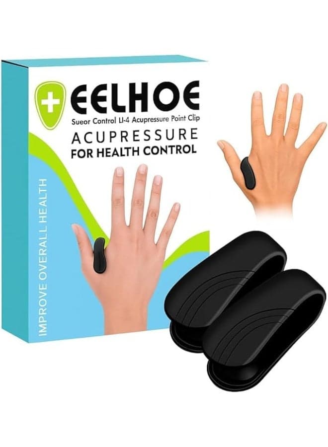 Pack of 2 Acupressure Clip for Sugar Control, Diabetics | Headache Relief & Tension Relief | Wearable Hand Massager for Migraine, Arthritis | LI4 Acupressure Point Clip (2)