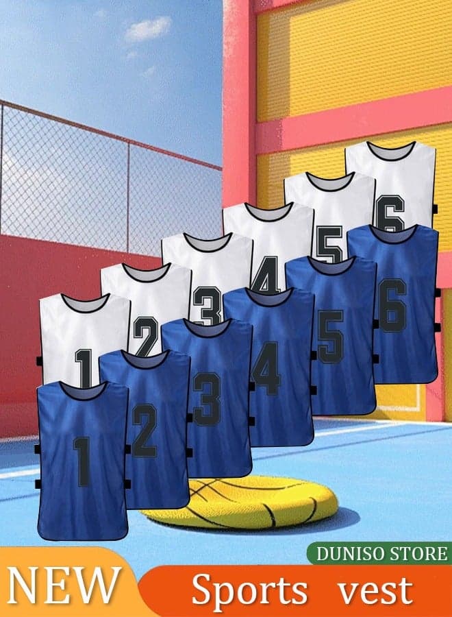 12 PCS Adults Soccer Pinnies Quick Drying Football Jerseys Vest Scrimmage Practice Sports Vest Breathable Team Training Bibs