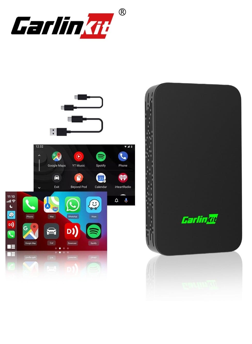 CarlinKit 5.0 Wireless CarPlay Wireless Android Auto 2 in 1 adapter GPS plug and play 2.4+5.8GHz Auto connection for MG mazda Camry Kia 98% car