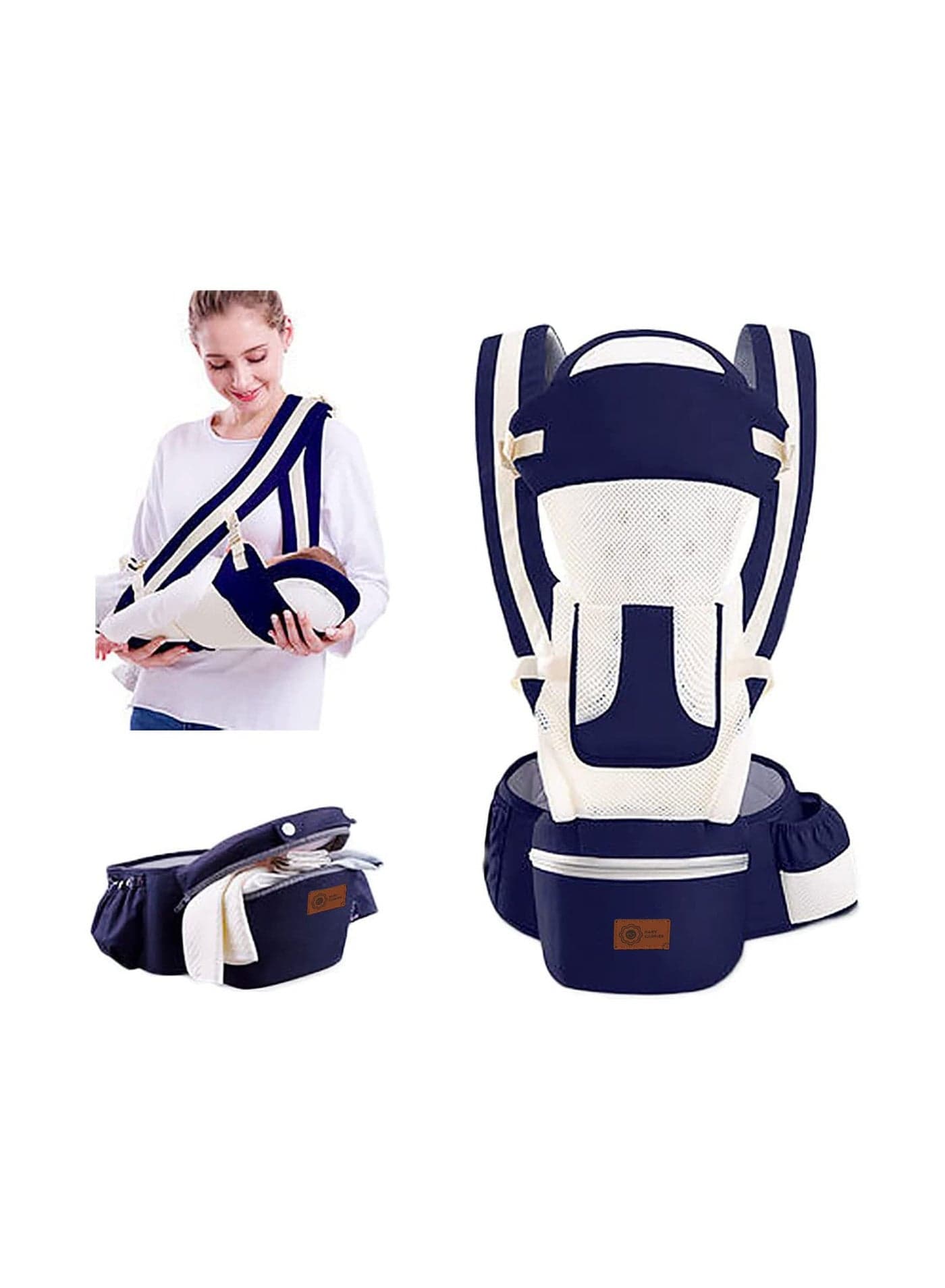 Adjustable Hip Seat Baby Carrier with Waist Stool, Versatile Soft Holder for Infants, All-Position Design with Hood, Perfect for Shopping and Traveling in All Seasons.