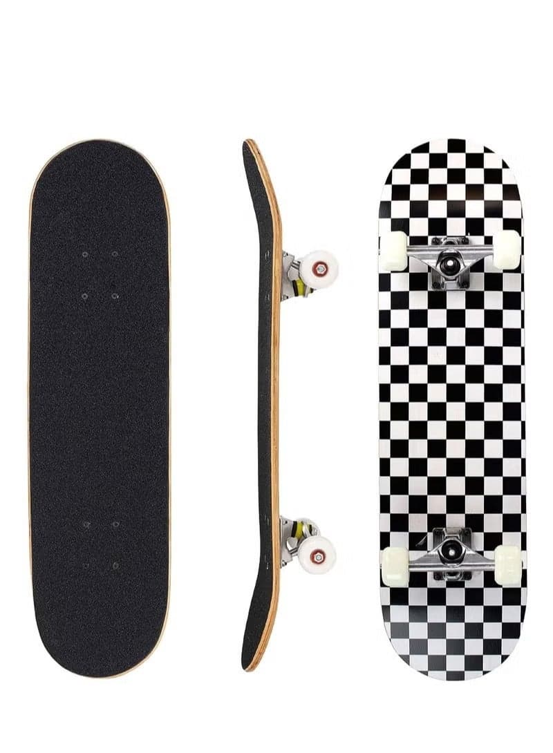 Complete Skateboard 7 Layer Maple Skateboard with Waterproof Emery and PU Skidproof Wheels Double Kick Concave Skateboard for Kids Teens and Adults