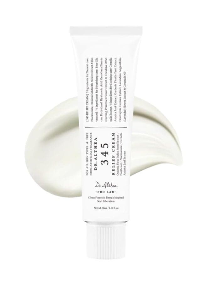 345 Relief Cream | Daily Face Moisturizer| Blemish Relief Care Soothing Recovery & Moisture with Niacinamide,Panthenol | Korean Vegan Skin Care for All Skin Types 1.7 Fl Oz