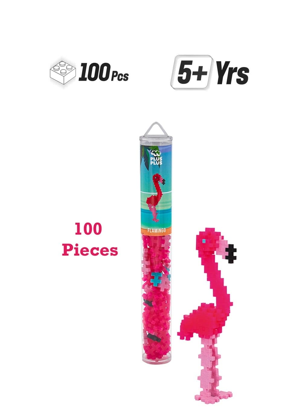 Creative Building Blocks Tube, Flamingo, Ingenious Construction Toy, 100 Pieces