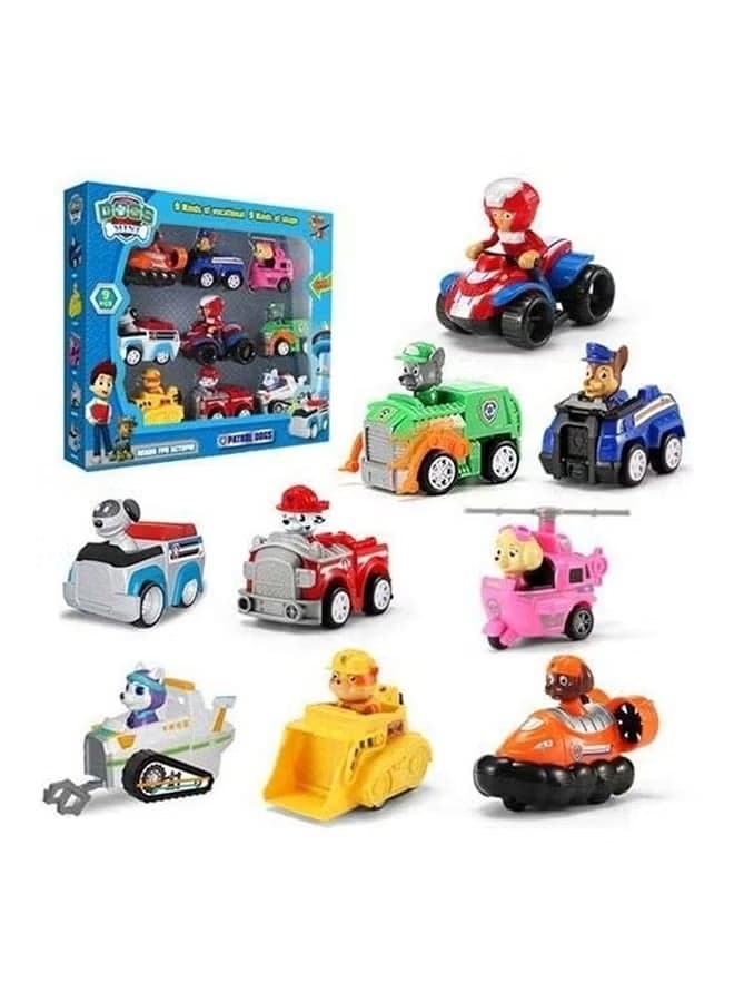 9-Piece Durable Sturdy, Portable Paw Patrol Figures Toy Car Set For Children
