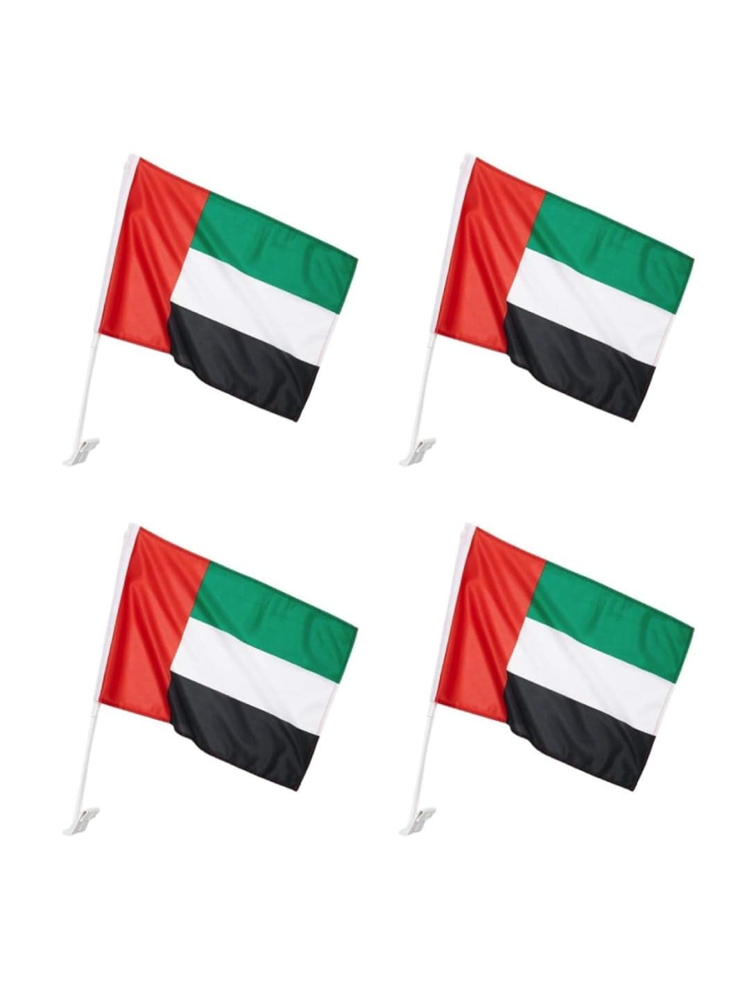 4 Pcs UAE Car Window Flag For UAE National Day Flag Day Celebration 12X18 Inch