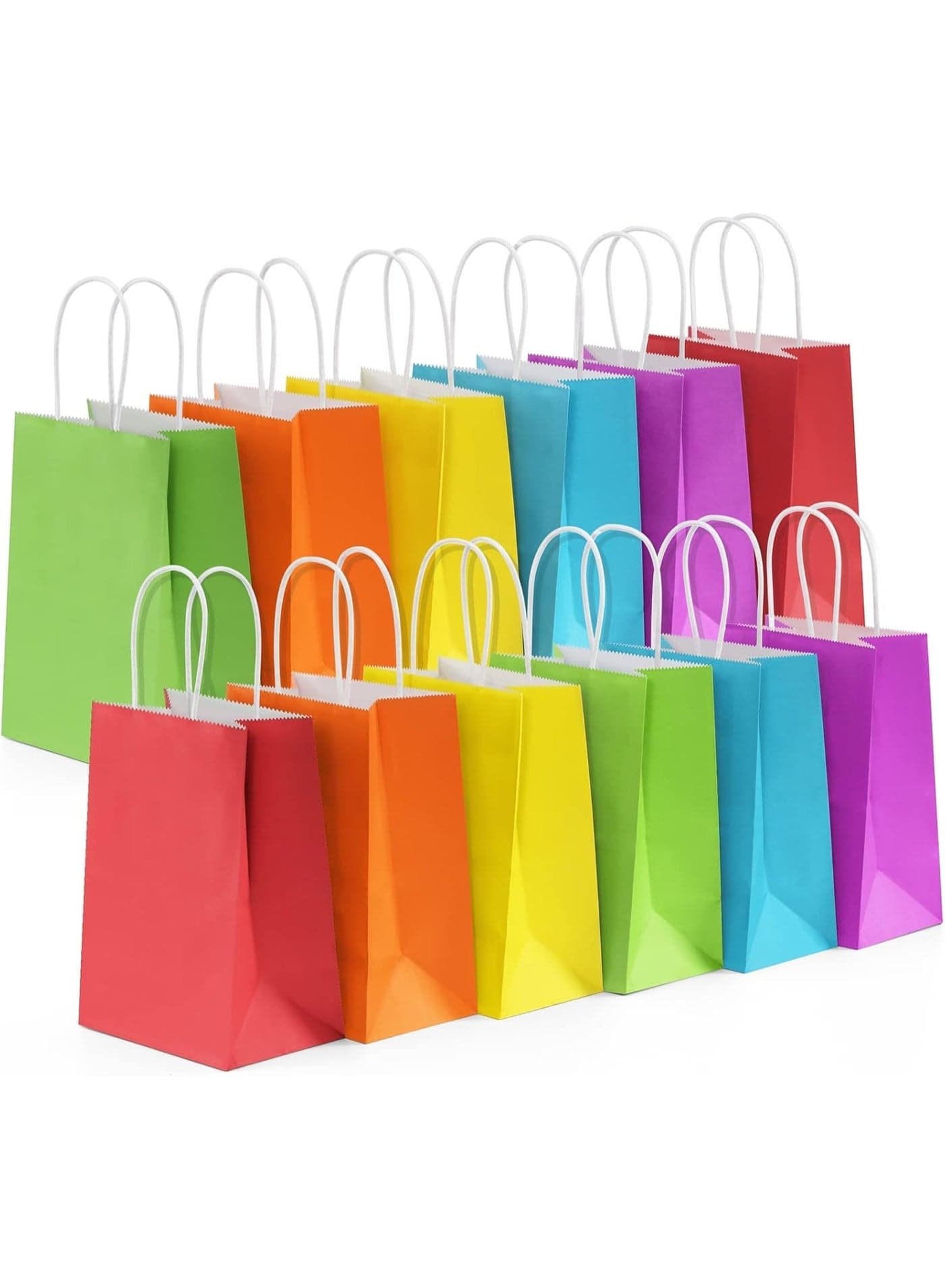 MOMENT 24 Pcs Paper Gift Bags with Handles in Bulk, Kraft Paper Bags 22 * 16 * 8cm, Recyclable Shopping Bags for Retail, Grocery, Party Favors, Wedding, MultiColor
