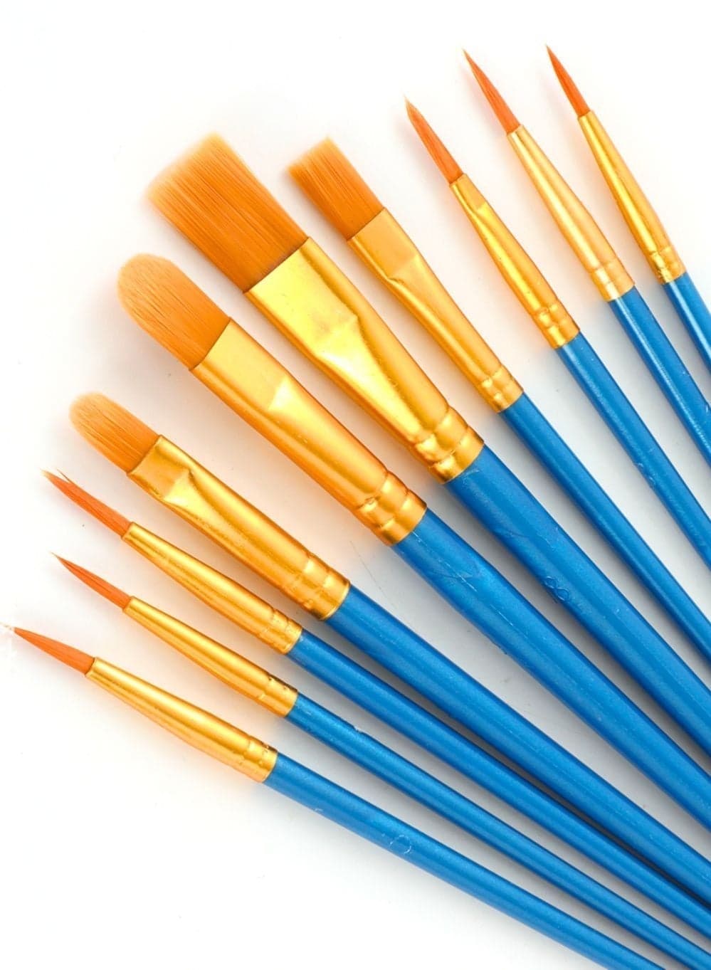 10-Piece Paint Brush Set for Acrylic, Watercolor & Oil Painting – Nylon Hair Artist Brushes with Pointed Tips – Art Supplies for Canvas, Paper, Craft & Kids Painting Projects