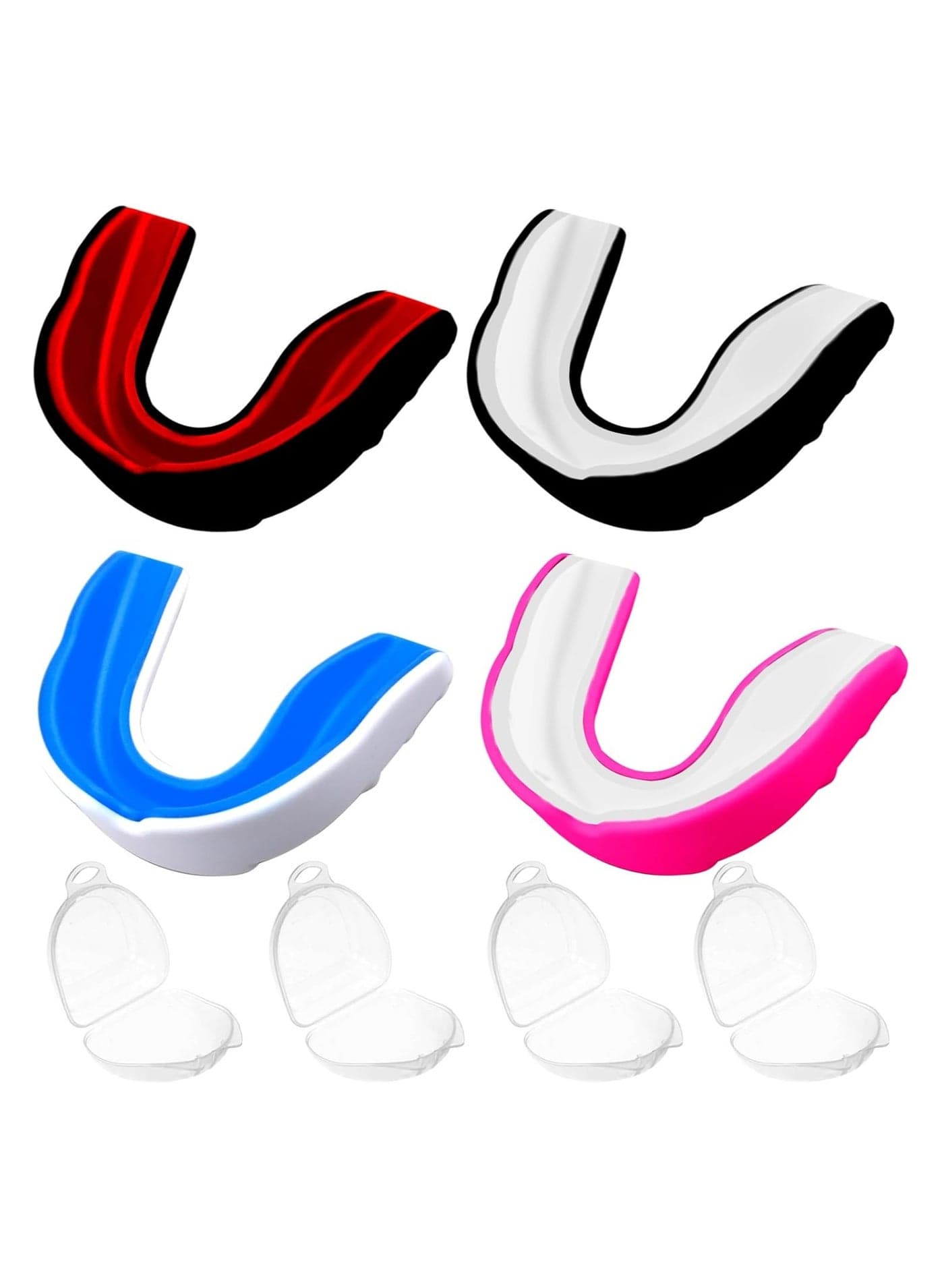 4 Pack EVA Mouthguards with Case, Sport Mouth Guards Mouthguard Gum Guard, Mouthguard Slim Fit for Boxing, Basketball, Hockey, Soccer
