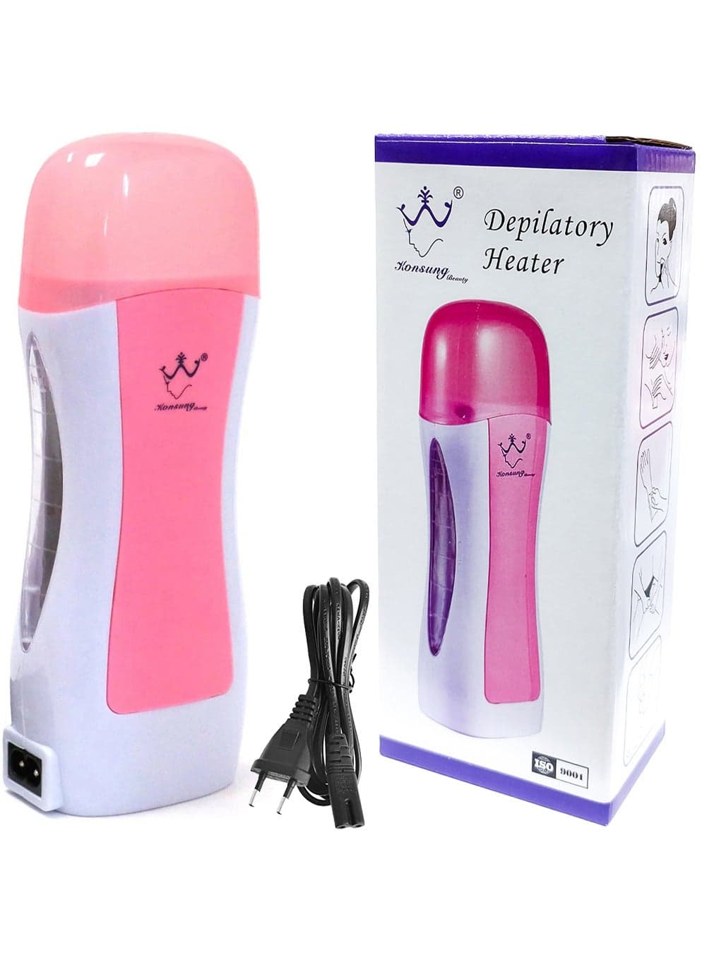 Roll On Depilatory Wax Heater Hair Removal White/Pink