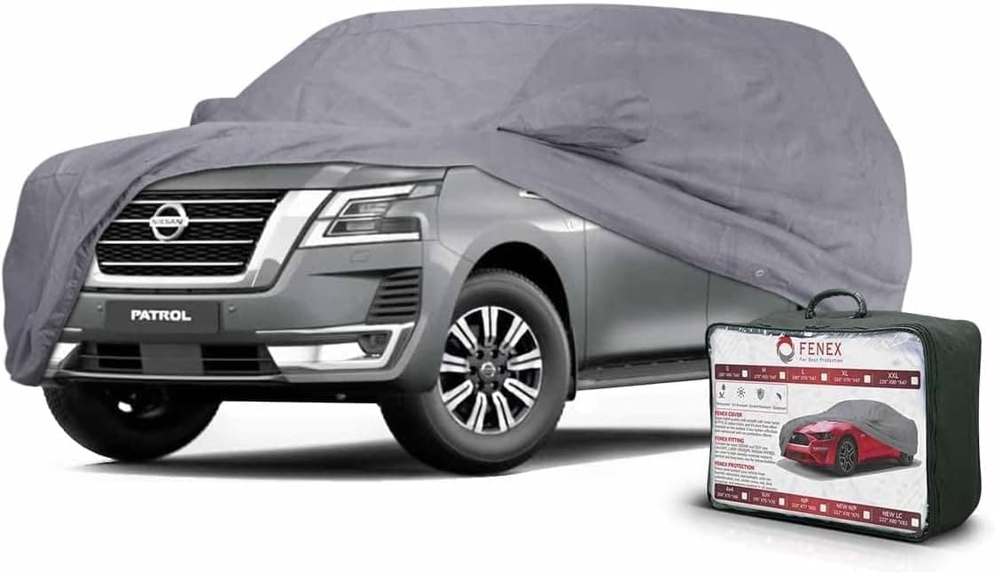 New Nissan Patrol Car Cover – All-Weather, Waterproof, UV & Dust Resistant, Breathable, Indoor/Outdoor, Door Zipper & Mirror Pockets, Fits SUV 538×198×177 cm