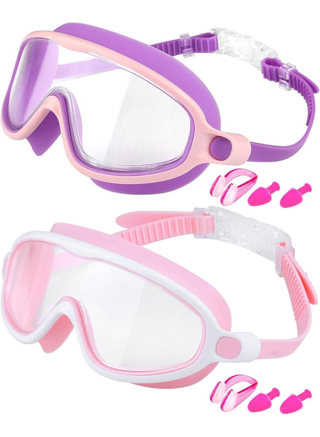2-Pack Swim Goggles, Wide View Anti Fog Swimming Goggles for Girls, No Leaking Summer Gifts for Men Women Kid