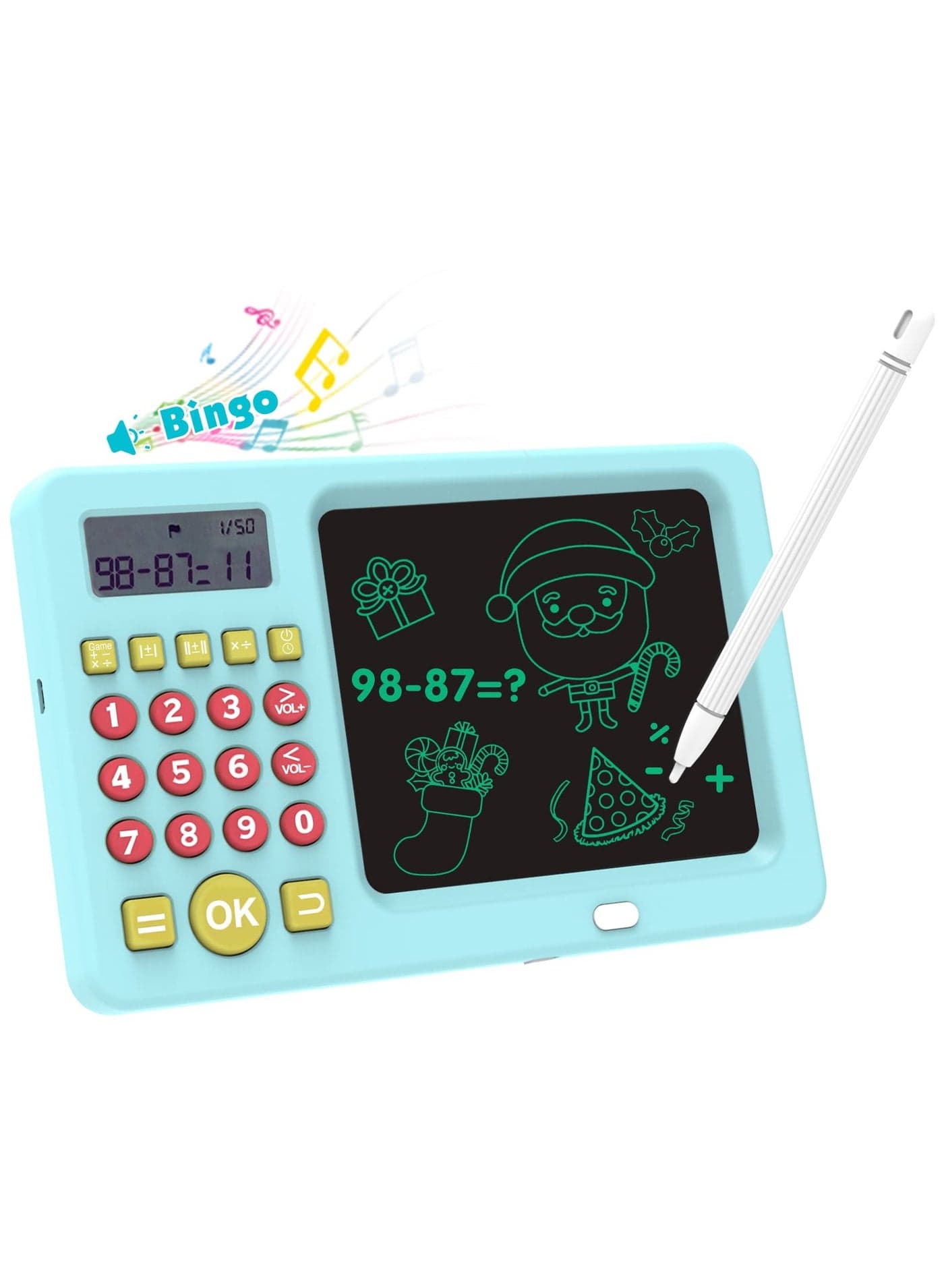 SYOSI LCD Writing Tablet Toy for Kids Math Games for Kids 6 7 8, Electronic Math Games Toys for Learning Math, Birthday Gifts for Boys Girls Blue