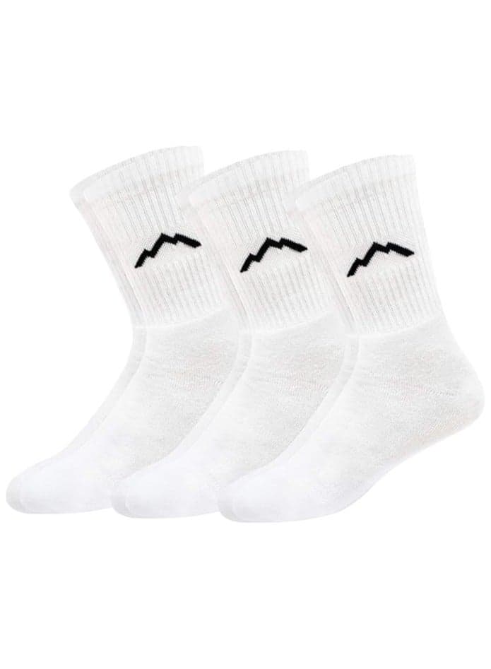 Ranger Sport Men's Heavy Duty Cotton Crew Athletic Socks (EU 39-45, US 7-12, White)- Pack of 3