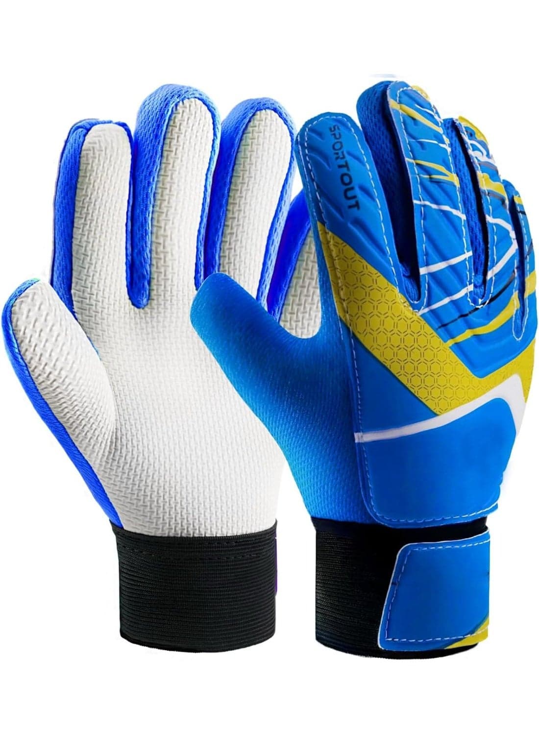 Goalkeeper Gloves Kids,Double Wrist Strap Goalkeeper Gloves, Latex Material Football Gloves, Strong Grip and Non-Slip, Effective Protection of Palms and Wrists, Size 7