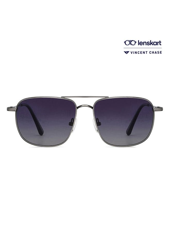 Unisex Vintage Full Rim Square Polarized & UV Protected Sunglasses For Men & Women VC S13115 - 52mm - Grey
