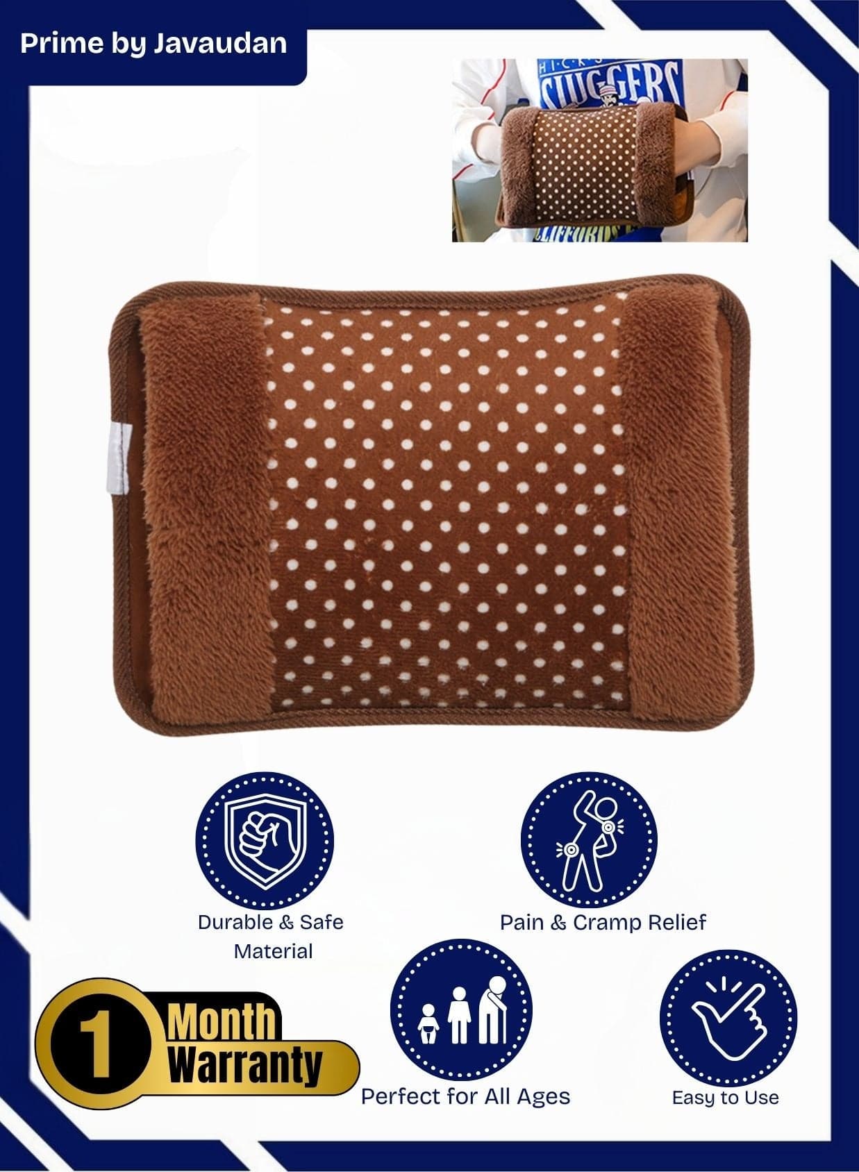 Electric Hot Water Bag Rechargeable Heating Bag with Fleece Cover for Cramps, Neck, Shoulders Pain Relief Bag for Hot Therapy Hand & Feet Warmer