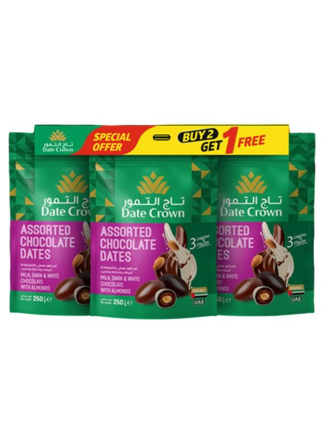 Assorted Chocolate Dates With Almonds