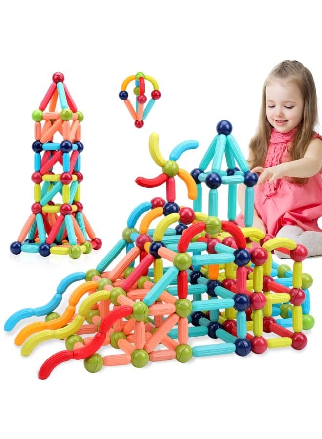 64pcs Magnetic Ball and Stick Building Set for Kids - Colorful 3D Construction Toy, Encourages Creativity, Fine Motor Skills, and Problem-Solving - Easy-to-Assemble Educational Set, Perfect for Christmas, Birthdays, and Special Occasions