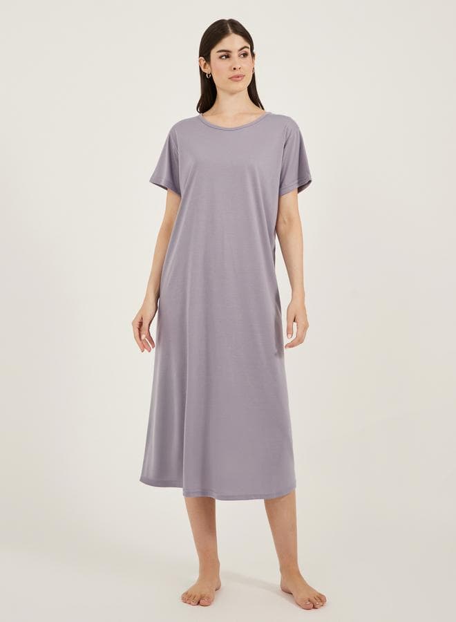 Solid Crossover Back Detail Sleep T-Shirt