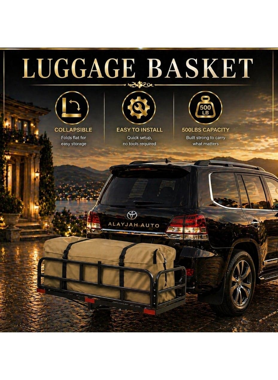 Foldable Luggage Basket 4x4 for SUVs, Single-Pole Trailer Mount, Compatible with Land Cruiser, Patrol & More, Easy Installation, Free & Fast Delivery 2 Years Warranty 11100111