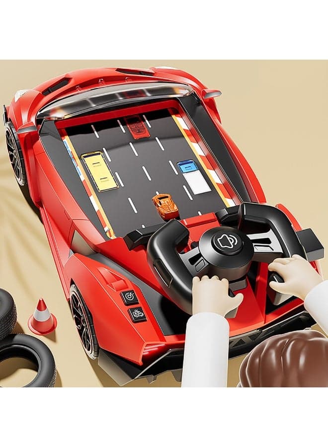 Kids Steering Wheel Racing Car Adventure Game with Music & Sound, Handheld Simulated Learning Driving Cars Toy Birthday Gift for Toddler Boys Girls Age 4+ Years, 33981 (Red)