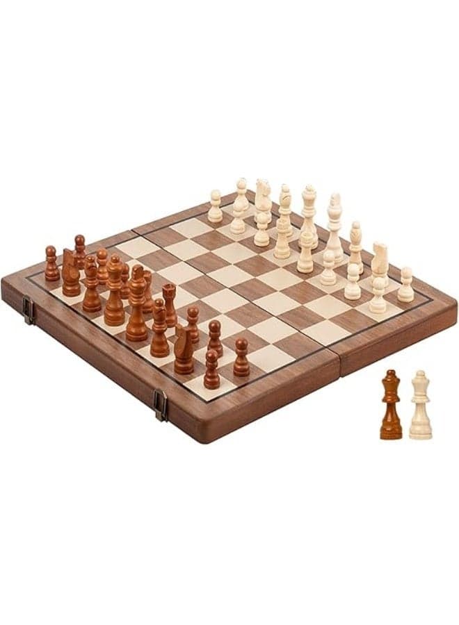 Magnetic Chess Board Games, 39x39cm Foldable Wooden Chess Board,Storage Slots, for Kids and Adults 3-10 Years