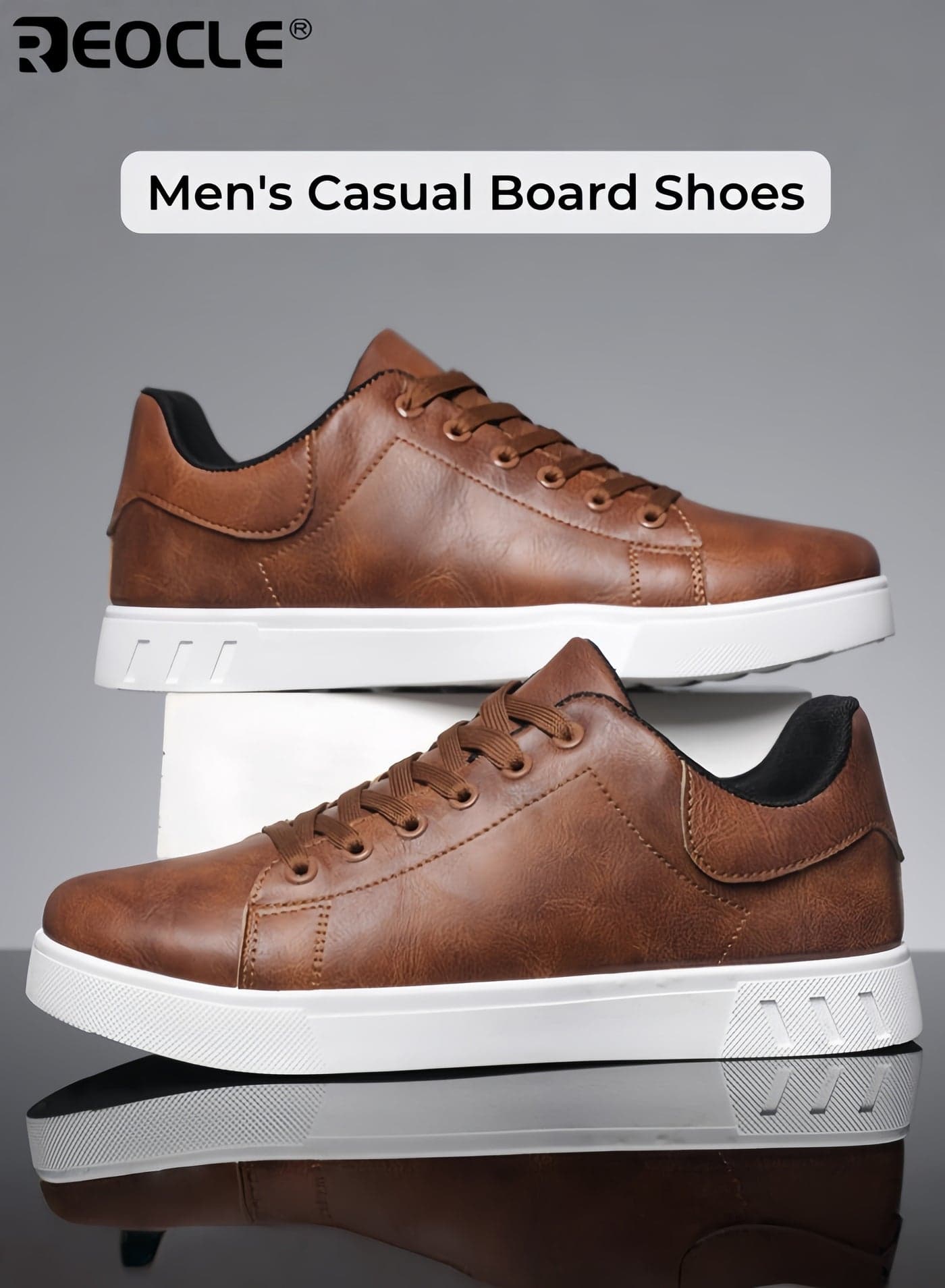 Men‘s Faux Leather Dress Sneakers with Breathable Design and Business Casual Style Fashion Shoes with Comfort Fit for Office Professional Wear