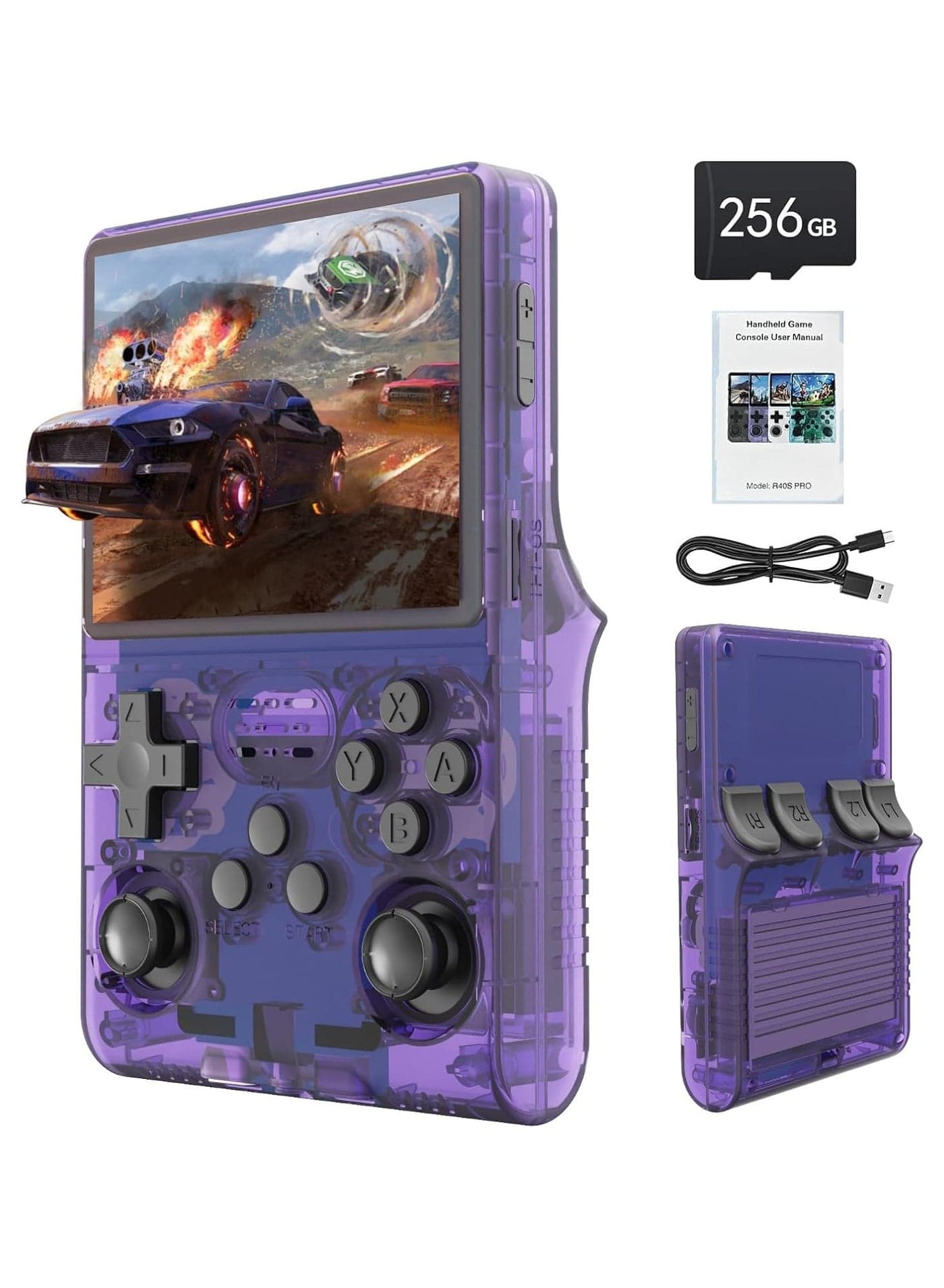 15000 Games in 1 Handheld Game Console,3.5-Inch IPS Screen Retro Gaming Console,15000+Classic Games, 3800mAh,20+Mainstream Emulator,Built-in 256G TF Card, Support HDMI and TV Output(Purple)