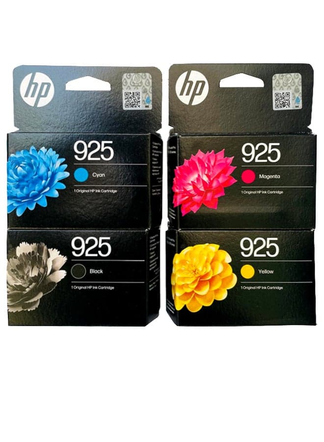 925 4-Color Ink Cartridge Set For Officejet Pro 8123, Officejet Pro 8120 series, OfficeJet Pro 8130 series Black,Cyan,Yellow,Magenta