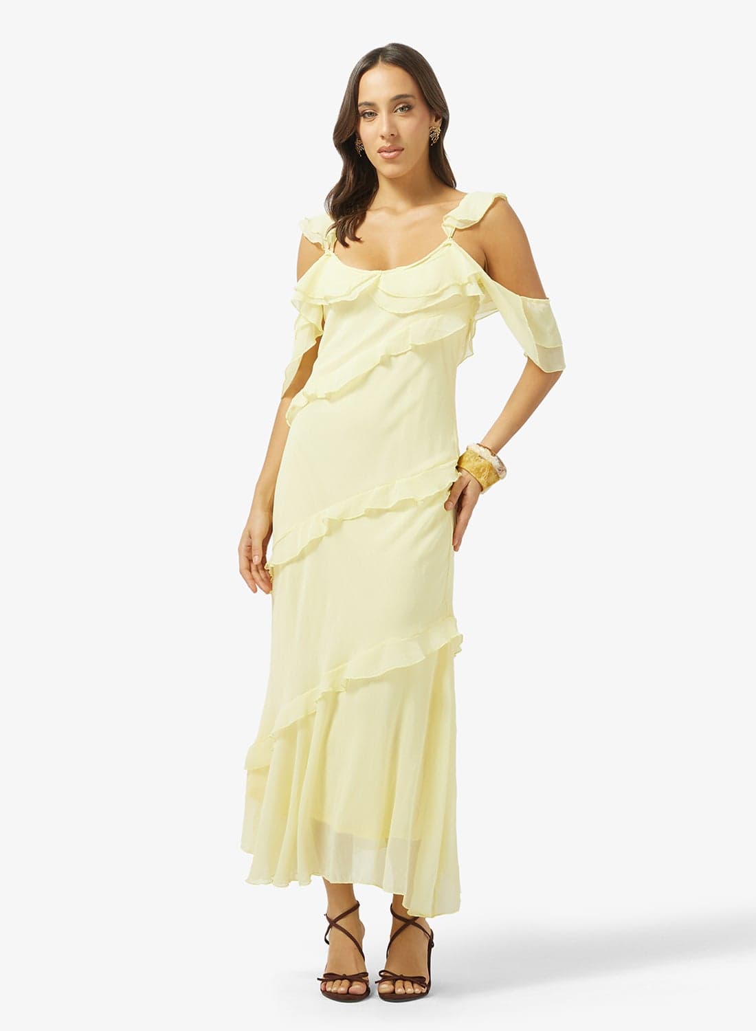 Cold Shoulder Frill Detail Sun Dress