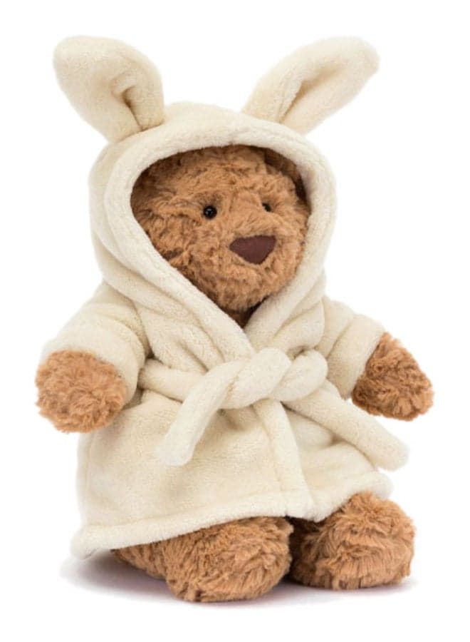 Bartholomew Bear Bathrobe Outfit - Removable Robe Plush – Soft Stuffed Toy with Cordy Legs, Cute Valentine’s Gift for Kids & Adults, Collectible Jellycat, 22cm