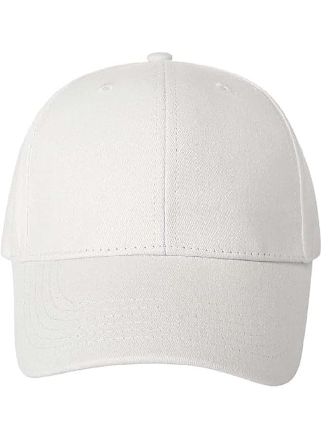 100% Cotton White Baseball Dad Cap - Adjustable Size Hat for Running, Workouts, and Outdoor Activities - Baseball Cap for Men and Women