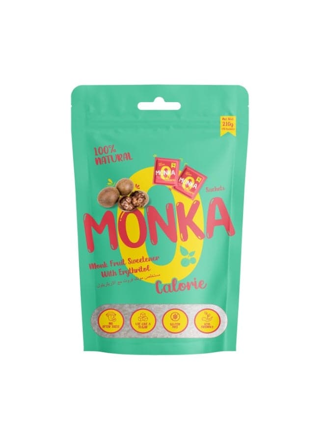 Monka Monk Fruit Sweetener Sachets – Zero Calorie Natural Sugar Substitute | Keto & Diabetic Friendly Sweetener | Portable Sugar Alternative for Coffee, Tea & Drinks