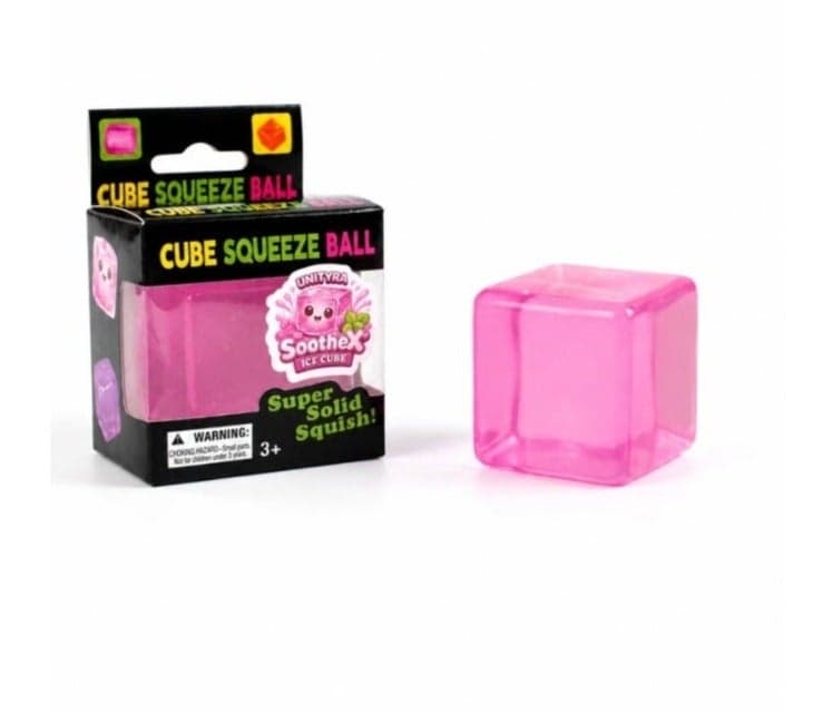 UNITYRA SootheX™ Ice Cube Sensory Stress Relief Toy – Super Solid Squishy Cube for Kids & Adults, ADHD Autism Anxiety Relief Fidget Toy, Focus & Calm Sensory Squeeze Ball, Desk Stress Toy (Pink)