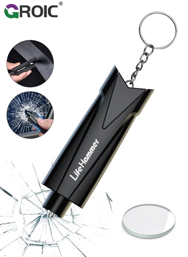 2 IN 1 Safety Hammer Emergency Car Escape Tool Seat Belt Cutter and Car Glass Window Breaker Portable Life-Saving Emergency Artifact with A Piece of Test Glass