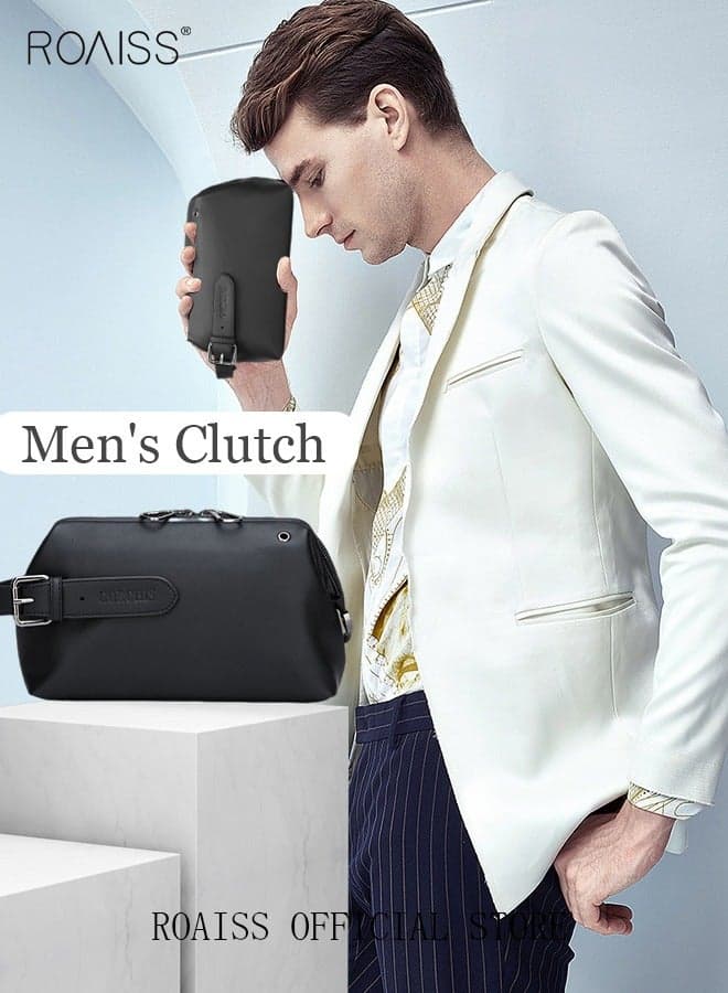 Business Men's Clutch Bag Large Capacity Leisure Clip Bag Trendy Men's Soft Leather Clutch Bag